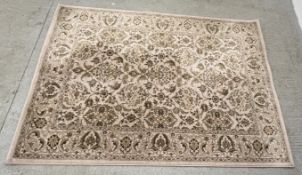 100% WOOL FAWN PATTERNED CARPET SQUARE 285 X 197CM.
