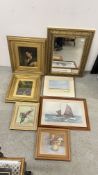 A GROUP OF PRINTS, PICTURES AND MIRROR (7).