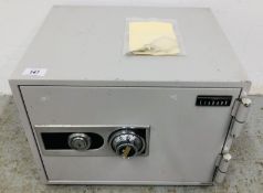 LEABANK SAFE WITH KEY AND COMBINATION.