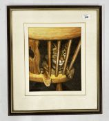 A FRAMED AND MOUNTED ORIGINAL MIXED MEDIA TITLED 