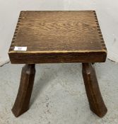 BESPOKE OAK STOOL INITIALED J.G. (JACK GRIMBLE).