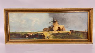 A FRAMED OIL ON BOARD DEPICTING 