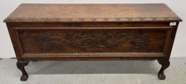 OAK HINGE TOP BLANKET BOX, W 115, D 30, H 55CM.