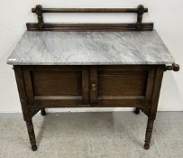 A MARBLE TOP OAK WASH STAND, W 97, D 49, H 85CM.