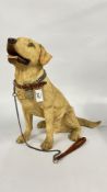 RESIN MODEL OF SEATED YELLOW LABRADOR - HEIGHT 38CM.