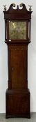 AN OAK LONG CASE CLOCK, THE BRASS DIAL MARKED W.