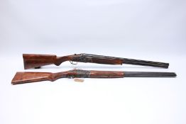 TWO SEQUENTIALLY NUMBERED JENSEN 12 GAUGE OVER AND UNDER SIDE LOCK SHOTGUNS 28 INCH MULTI CHOKE