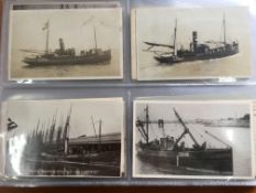 ALBUM WITH A COLLECTION LOWESTOFT FISHING BOATS, HARBOUR VIEWS, DRIFTERS, BOATS AT OTHER LOCATIONS,