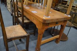 A good heavy pine kitchen table with a drawer to each end.