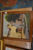 Benito Ramos Catalan, South American courtyard, oil on canvas, signed.