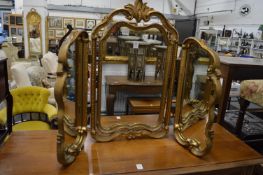 Decorative gilt wood dressing table mirror.