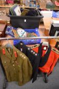 Military uniform and associated items.