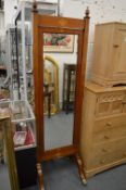 A good inlaid mahogany cheval mirror.