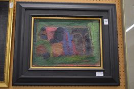 Colourful abstract, oil on paper.