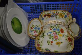 A floral decorated strawberry set and other china.
