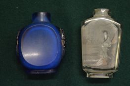 Two Chinese glass snuff bottles.