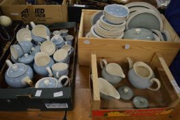 A quantity of Wedgwood green and blue glazed dinnerware.