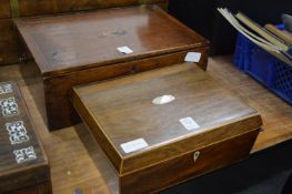 Rosewood sewing box and another box.