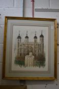 David Gentleman, limited edition colour print depicting a fort, signed.