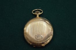 A 14ct gold hunter style pocket watch.
