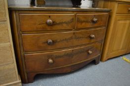 19th century mahogany bow front chest of drawers.