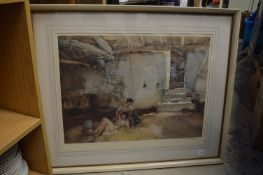William Russell Flint, colour print, signed and four other pictures.