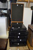 Hi-fi equipment and a pair of speakers.