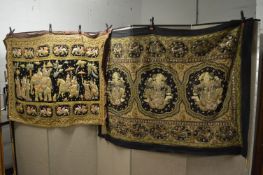 Two Eastern metal thread embroidered textiles 150cm x 105cm and 170cm x 120cm.
