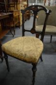 Victorian ebonised dining chair.