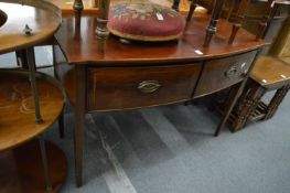 A mahogany bow front two drawer side table/sideboard.