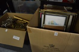 Various picture lights and pictures.