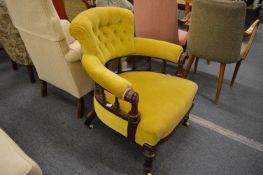 A good 19th century walnut framed horseshoe shaped open armchair.