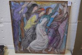 George Weissbort, group of five female figures wearing flowing dresses, possibly in a religious