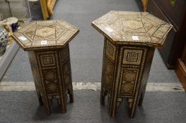 Two Eastern inlaid occasional tables.