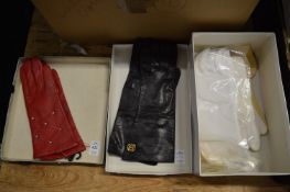 Ladies designer leather gloves and other gloves.
