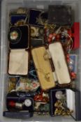 A quantity of bijouterie, jewellery, fob watches etc.