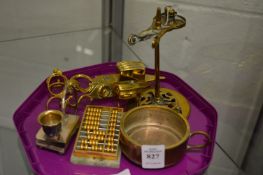 Brass candle snuffers and wick trimmers etc.