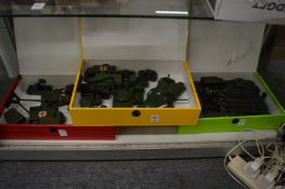 Large quantity of die-cast military vehicles and accessories.