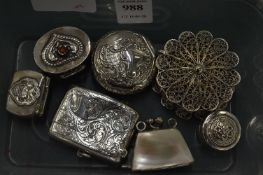 A collection of silver pill boxes, vesta cases etc.
