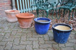 Terracotta and other plant pots.