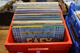 A box of LP records.