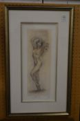 Standing female nude, limited edition print, signed.