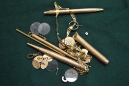 9ct gold propelling pencils and other items.