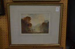 Longbottom, Cattle watering by a river, watercolour and another by the same artist depicting a