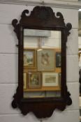 George III design mahogany fretwork framed wall mirror.