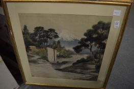 A pair of Japanese landscapes together with a group of equine prints.