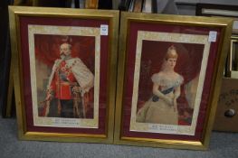Colour prints depicting H M King Edward VII and H M Queen Alexandra.