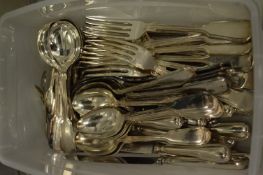 A quantity of plated fiddle pattern flatware.