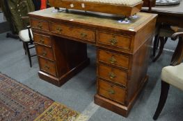 Victorian walnut twin pedestal desk.