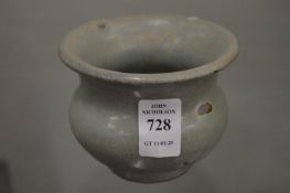 A small Chinese celadon glazed censer.